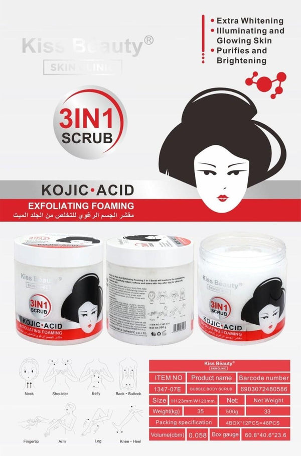 Crema Exfoliante 3 en 1 Ácido Kójico 500 ml – Iluminación, Limpieza y Renovación Profunda